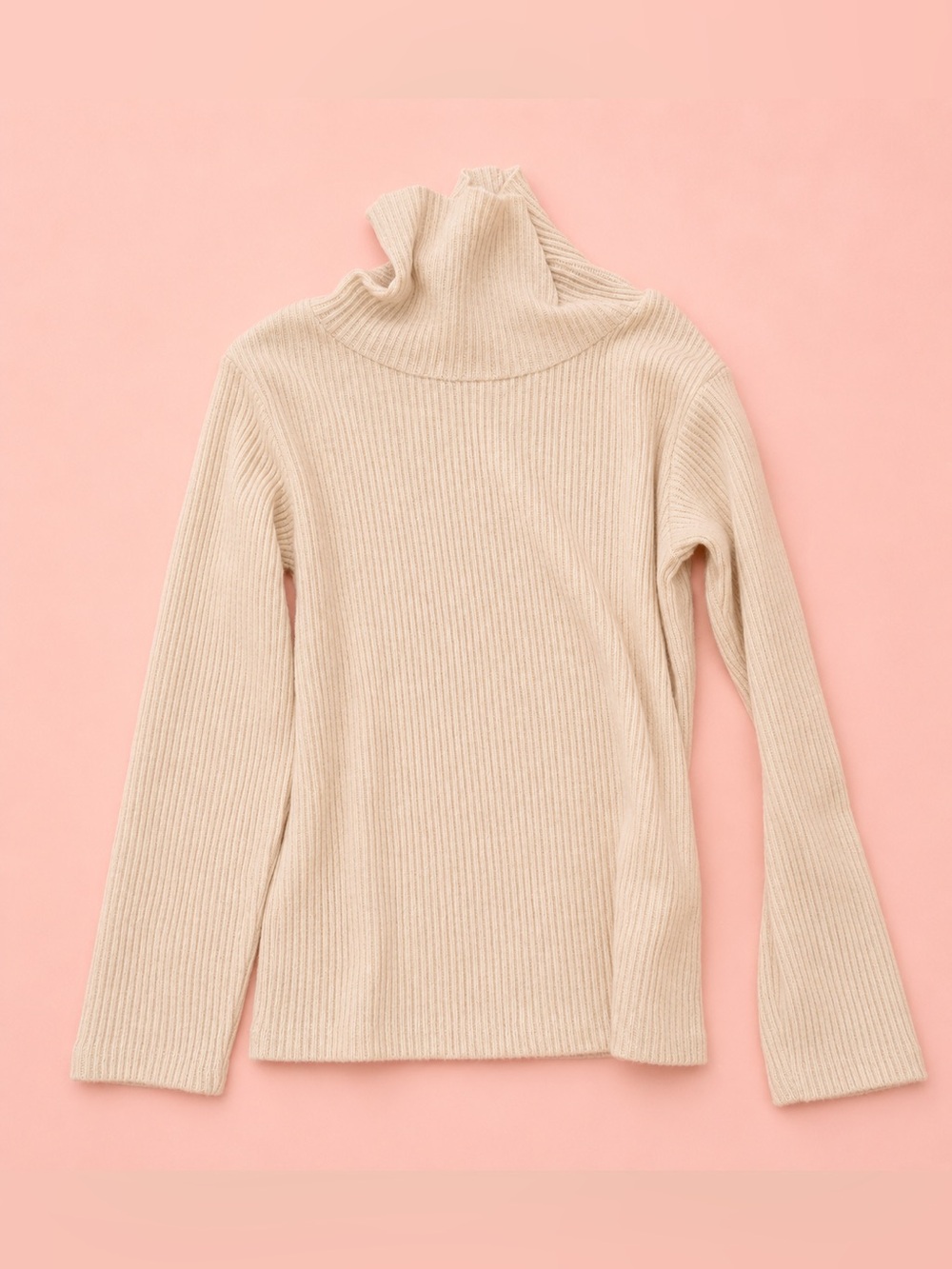 Zara Cream Ribbed Turtleneck Sweater